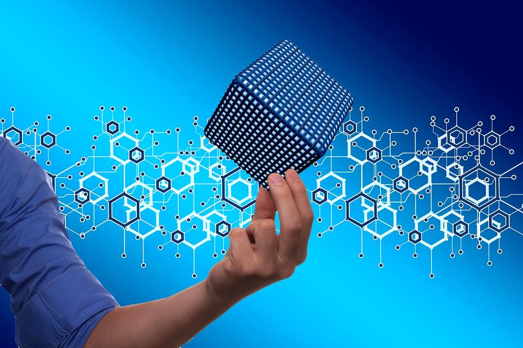 Abstract digital blockchain concept with glowing connections